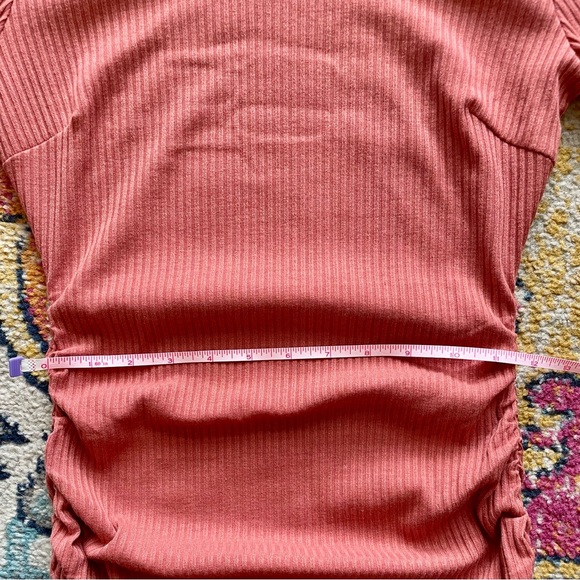 Long Sleeve Ruffle Knit Ruched Dress - Picture 10 of 13